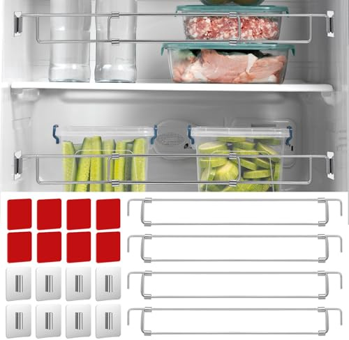 PercyEffie 4 Pack RV Refrigerator Tension Rods, RV Fridge Secure Adjustable Bars 12.44-22.63 for Bars Travel Trailer Motorhome Camper Accessories,Refrigerator, Cupboard, Bookshelf,Kitchen