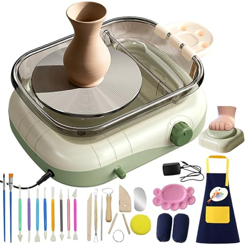 Mini Drejskiva För Barn & Vuxna, Komplett Keramikset Med Fotpedal & Förvaringslåda, Hastighetsjustering, Drejskiva, Diy Lerkvarn Verktyg, För Keramikarbete & Nybörjare