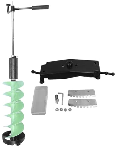 Taidda Barrena para Hielo, Barrena para Pesca en Hielo de Nailon Inalámbrico 8 Pulgadas Diámetro con Hoja de Acero y Adaptador de Taladro, para Pescar 28 Pulgadas Largo y 70 Cm