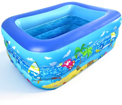 Piscina Gonfiabile Bambini 130 x 100 x 50 cm Piscinetta Gonfiabile Bambini 3 Anelli Ispessito Piscine Gonfiabili Piscina per Bambini da Esterno Terrazzo Balcone