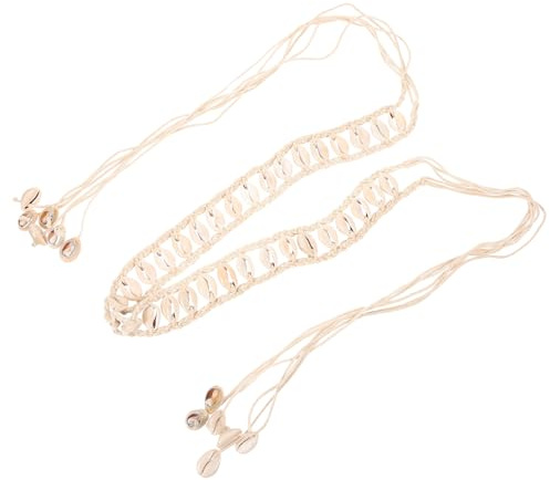 Veemoon Cintura da Donna in Corda Conchiglie Naturali Intrecciate, Cintura Elegante per Abiti e Pantaloni, Accessorio Boho Chic per Ragazze e Donne, Moda Etnica Artigianale per Uso