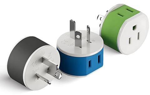 OREI Australia, New Zealand, China Power Plug Adapter with 2 USA Inputs - Travel 3 Pack - Type I (US-16) Safe Grounded Use with Cell Phones, Laptop, Camera Chargers, CPAP, and More