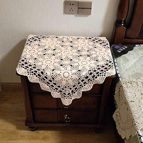 Damanni Beige Cotton Handmade Crochet Lace Tablecloth Doilies Doily,Square,23 Inch