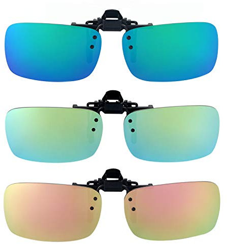 Aroncent Sonnenbrille Clip On UV400 Sonnenbrillen - 3 PCS Vorhänger Brille Aufsatz Clip On Polarisiert Metallrahmen