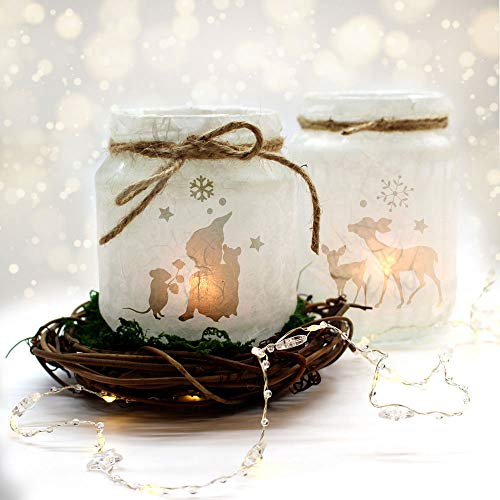 Feenlicht Feenwindlicht DIY Weihnachtsdeko Weihnachten Rehe Elfen Sterne Schneeflocken Lichtdeko Winter Aufkleber Glas Sticker wl1 ilka parey wandtattoo-welt®