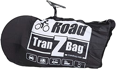 Borsa per il trasporto di biciclette TranZbag ROAD, protezione per il trasporto di ruote da 28″ (per ruote da cross e gravel, pieghevole, dimensioni minime, tracolla, doppia zip), Nero