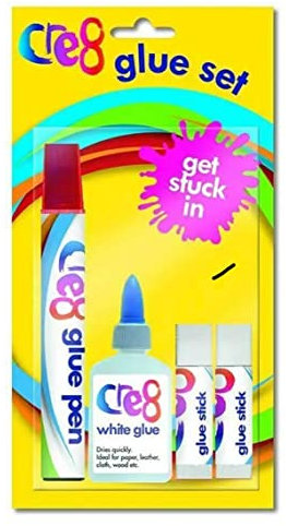 Cre8 Glue Pen, Glue Stick & PVA Glue Children Arts & Crafts Set Pack of 4