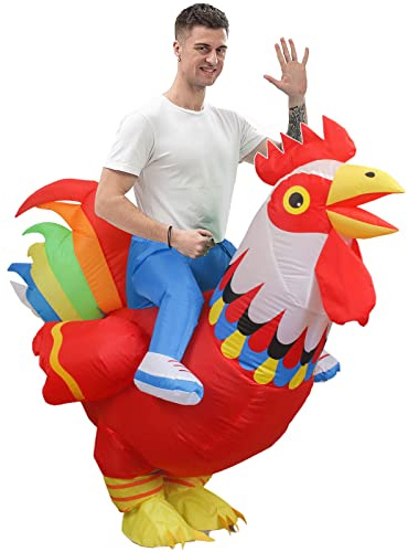 IRETG Costumi gonfiabili del gallo del giro-on gonfiabili che gonfiano i costumi del pollo per la dimensione adulta del Cosplay di Natale di Halloween del partito
