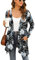 Yommay Strickjacken für Damen Elegante Langarm Damen Lässig Licht Cardigan High Low Saum mit Taschen,Floral Weiß Lily,X-Large