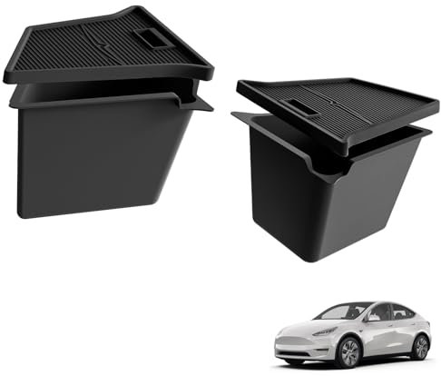 3W Trunk Storage Bins Fit for Tesla Model Y 2021-2024 (VIN Starting with LRW) (Not for 2025 Juniper), Rear Boot Storage Bins Side Box All Weather box, Interior Custom Trunk Organizer Accessories