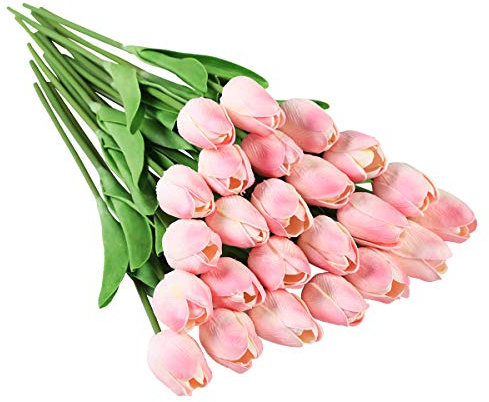 Fake Tulpen Künstlich Wie Echt -12 Stück Künstliche Kunstblumen Tulpen Rosa Wie Echt Real Touch Kunst Tulpe Latex für Zuhause Hotel Zimmer Tischdekoration