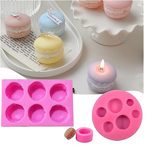 Silicone Candle Mould 3D Macaron Candle Silicone Mold Scented Candles Mould Soap Chocolate Mold Fondant Candy Polymer Clay Craft Molds Baking Tools Moulds Candle Making (Color : A)