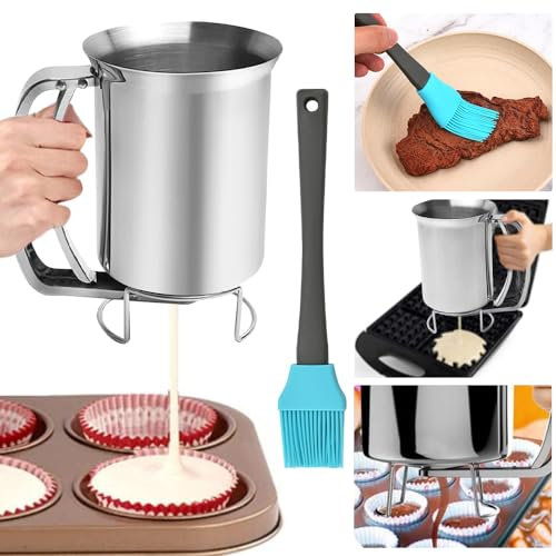 ADERTOS Dispenser per Pancake 800ML, Dispenser per Pastella in Acciaio Inossidabile, Dosatore per Impasti, Foro da 14 mm, Dispenser Cupcake Muffin Torta di Pancake Dolci