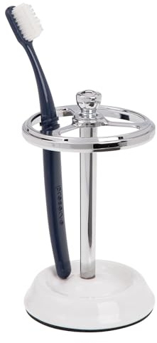 iDesign 3-Section Toothbrush Holder for Bathroom - Toothbrush Stand for Countertop, White/Chrome