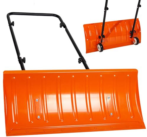 Walensee 76cm Metall-Schneeschaufel mit Rädern für die Einfahrt, große Schaufel für effiziente Schneeräumung, U-förmiger Griff, Heavy Duty auf Rädern, rückenschonender Schneepflug für die Einfahrt