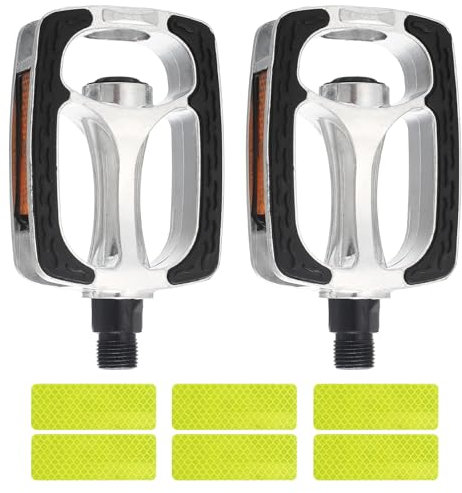 Clásica Pedales Industriales de Bicicleta Trekking, Bicicletas de Montaña Pedales de Aleación Aluminio, Pedales Antideslizantes con Reflectores para MTB BMX Bicicletas Eléctricas
