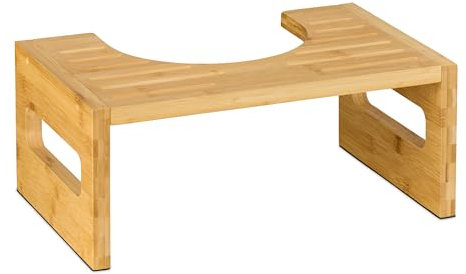 Relaxdays Toilettenhocker, Stuhlgang Unterstützung, WC Hocker für Erwachsene, Bambus, HxBxT: 18,5 x 43,5 x 28 cm, Natur