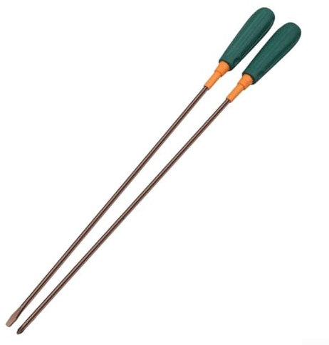 Entgoinggo Long Reach Screwdrivers, 1/2 pcs 5×300 mm Alloy Steel Green Extended Screwdriver, for Car Repair Sewing Machine (2PCS)
