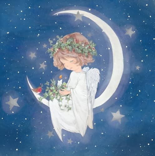 Noel Tatt Paquete de 10 tarjetas de Navidad benéficas con diseño artístico de ángel y petirrojo – Paquete múltiple de tarjetas de Navidad ecológicas con sobres