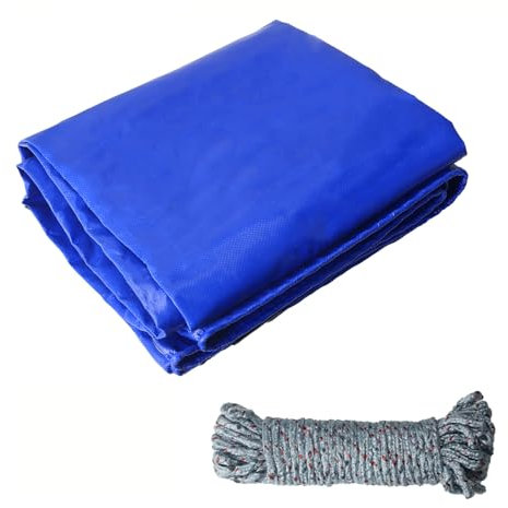 COEWUR Telone 2 x 1 m Telo Blu Impermeabile con Occhielli 420 g/m² Anti UV Telone Copertura Include 10 Metri di Corda per Piscina Trampolino Gazebo Mobili da Giardino