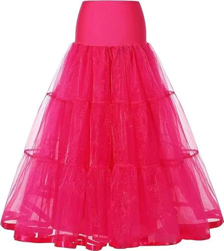 Verve Jelly Enaguas Mujer, hasta los Tobillos, largas, de Talla Grande, para Boda, Falda de aro, Enagua para Vestido de Noche de graduación, Vestido de Novia, Rosa, Talla pequeña/Mediana