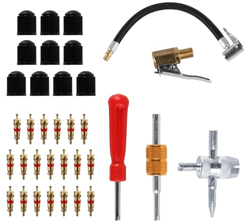 Jiujuda9 35 Pcs Car Tyre Valve Removal Tool, Tyre Valve Repair Kit, Tire Valve Core Remover Tool, Dual & Single Head Car Bike Tyre Valve Tools for Bicycle Auto Car Tyre Repair Kit