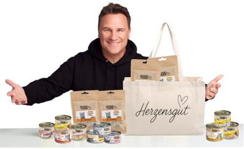 Dogs'n Tiger hjärtfrön katt premium våtfoder & torrfoder-set, kyckling, anka, kalkon, lax, tonfisk, vuxna, frystorkad och våt, 13 delar