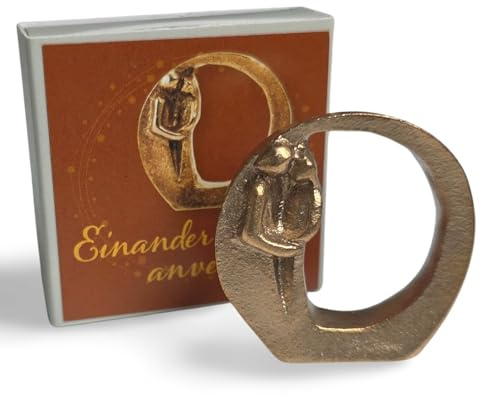 Pequeña pareja de novios, hombre y mujer, figura dorada de bronce macizo, 4 cm, como regalo para bodas, aniversarios, Navidad, aniversario de boda