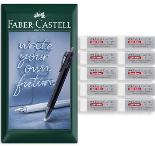 Faber-Castell Gomma senza polvere, cancellabile e morbida, senza sbavature, anti-polvere, atossiche per studenti, artisti, uso in ufficio (10)