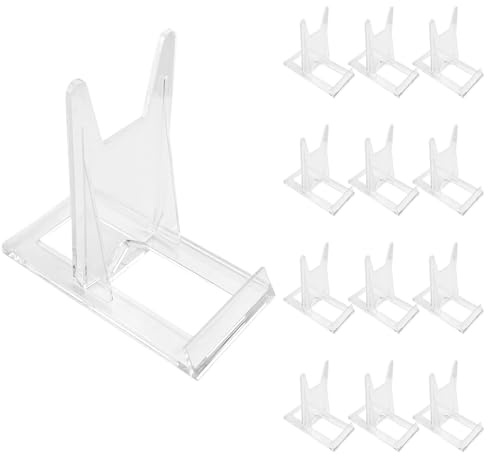 Ravytha 12 Pieza Soporte Platos Decorativos, Soportes para Placas de Acrílico, Caballetes de Exhibición Transparente Ajustable, Caballete Expositor para Platos/Cuadros/Marcos de Fotos/Móviles/Tablets