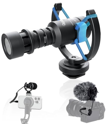 Microfono Camara Reflex, Rollei Micrófono Externo Direccional Profesional para Cámara y Móvile con Patrón Polar Cardioide para Grabar Videos Streaming en TikTok YouTube, Micrófono-Cámara-Video-Externo