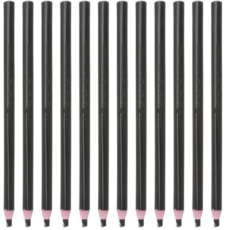 12 unidades de marcador de grasa negro para cerámica, madera, vidrio, cuero, fácil de despegar, sin necesidad de afilar, para ropa e industria