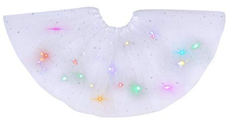 Hifot Falda Tutú para Niñas con Luz LED, Vestido Lentejuelas Tutu Ballet niña, Vestido Corto de Baile Colorido Princesa para Fiestas de Navidad