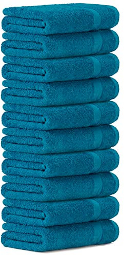 Luckytowel 10er Set Handtücher 50x100 cm 100% Baumwolle, 600g/m² Oeko-Tex Handtuch-Set 10er Pack Türkis