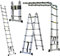 Marchepieds escamotables, échelle Télescopique, Escabeau Telescopique Pliable, Echelle Escamotable en Aluminium, Charge Max 150 kg (3,8M (1,9M + 1,9M))