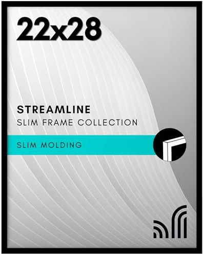 Americanflat 22x28 Poster Frame with Polished Plexiglass - Streamline Collection - Thin Border Picture Frame for Wall Display - Hanging Hardware Included - Black