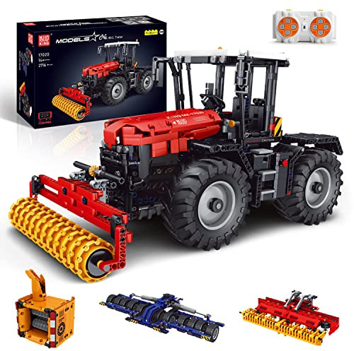 Mould King 17020 Technik Ferngesteuerter Traktor Bausteine 4-in-1 RC Rasenmaeher Klemmbausteine Mähdrescher Spielzeug für Landmaschinenliebhaber(2716 Teile)