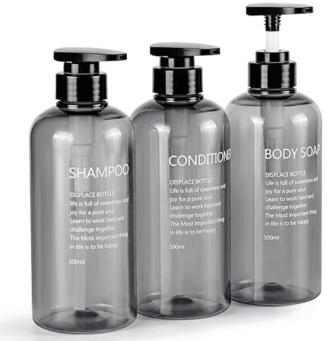 Czemo 3 Stück Shampoo Spender für Dusche 500ML Shampoo Flasche zum Befüllen Pumpflasche Nachfüllbarer Kunststoff-Lotionsspender Seifenspenderflaschen für Badezimmer