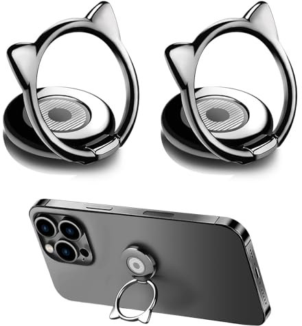 Mezrkuwr ® 2 Piezas Soporte para Anillo de Teléfono Móvil con Diseño de Gato, Rotación de 360 Grados, Universal para Dedo SOP