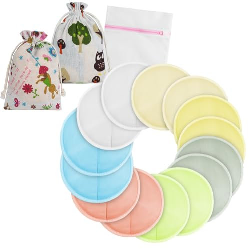 Aolso Waschbare Bio Bambus Stilleinlagen, 14 Stück Waschbare Stilleinlagen, Wiederverwendbare Stilleinlagen für die Mutterschaft, hochsaugfähige Stilleinlagen, Auslaufsicher (Schüsselform)