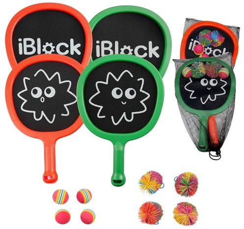 RORLAND Kinder Federball 2er Set, Ballspiele für Draußen Kinder, Outdoor Schläger Spiele, Strandspiele, Beach Racket Set, Badmintonschläger für Jungen & Mädchen