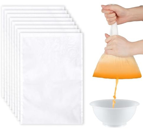 SIRLOMU 8 Pezzi Passiertuch Riutilizzabile Feingewebt Nylon Sacchetto Filtro Lavabile con Cordoncino per Latte di Noci Formaggio Caffè Yogurt Succo di Frutta (20 × 30 cm)