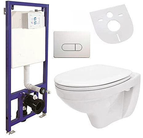 Hänge Wand WC Toilette mit Spülkasten/Vorwandelement inkl. Betätigungsplatte