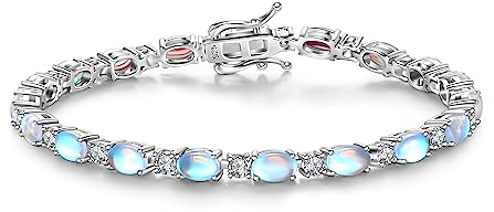 FANCIME Braccialetto da tennis da donna in argento sterling 925 con pietra preziosa, bracciale tennis con pietra di nascita, regalo di gioielli per donne e ragazze, lunghezza 19 cm, 19 cm, pietra di