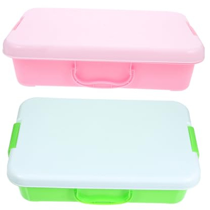 BESPORTBLE 2pcs Portable Sandbox with Lid Sturdy Plastic Sensory Bin for Arts Crafts Stackable Play Tray for Indoor Outdoor Fun Ample Storage Space for All Ages