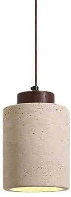 KXEcoLife Lámpara Colgante de Piedra Natural nórdica, cilíndrica, pequeña, Moderna, de Mediados de Siglo, de Madera rústica, Industrial, para Comedor, Mesa, Cocina, Isla, casa de Campo, Dorm