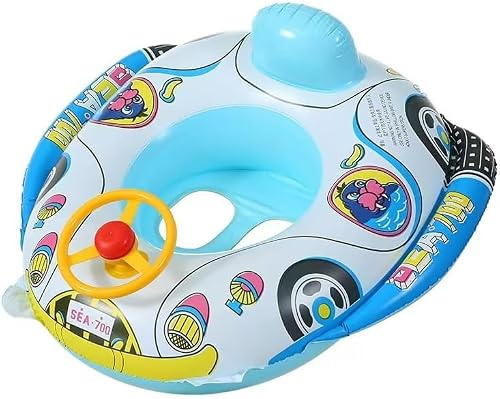 Voiture Anneau de Natation pour Bébé, Bébé Flotteur de Piscine, Voiture Bouée De Piscine avec Siège De Sécurité Volant, Enfant Flotteur de Natation, Bouée Gonflable, pour Enfant 6 Mois à 4 Ans-A