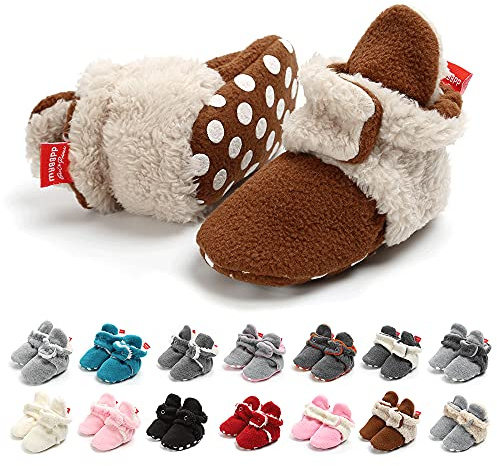 EDOTON Botas de Niño Calcetín Invierno Soft Sole Crib Raya de Caliente Boots de Algodón para Bebés (6-12 meses, Café, Tamaño de etiqueta 12)