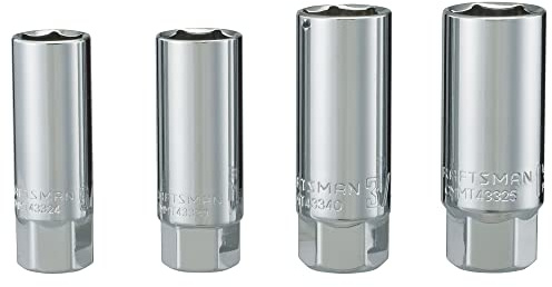 CRAFTSMAN 3/8 in. Drive Metric and SAE 6 Point Standard Spark Plug Socket Set, 4 Piece Set (CMMT34504)