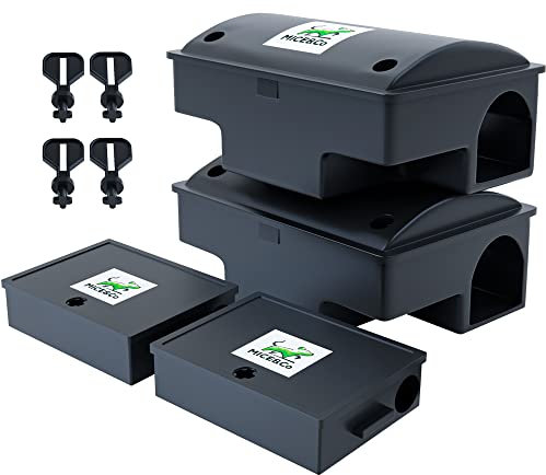 Mice&Co Profi Große Rattenfalle Köderstation Ratten und Mäuse - Köderbox mit Schlüssel - Nagerköderstation, Rattenköderstation, Köderboxen Ratten Mäuse | Pack 4 Einheiten
